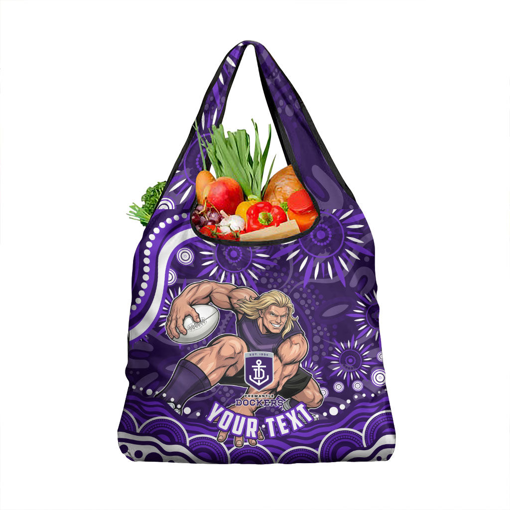 Personalized Fremantle Dockers Rugby Grocery Bag Aboriginal Dot Art - Dreamtime Football Mascot
