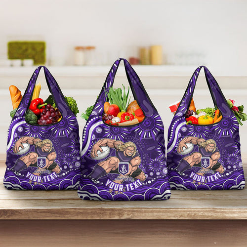 Personalized Fremantle Dockers Rugby Grocery Bag Aboriginal Dot Art - Dreamtime Football Mascot