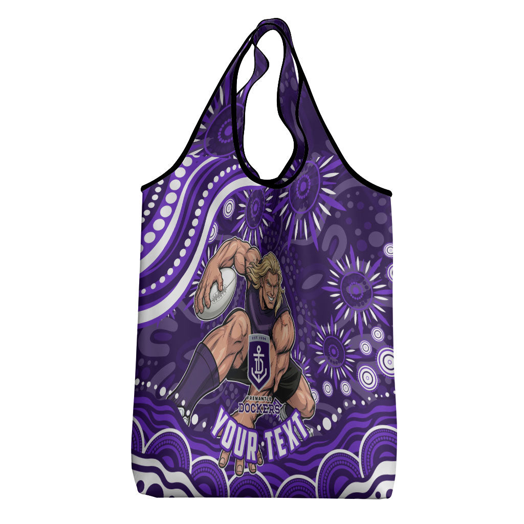 Personalized Fremantle Dockers Rugby Grocery Bag Aboriginal Dot Art - Dreamtime Football Mascot