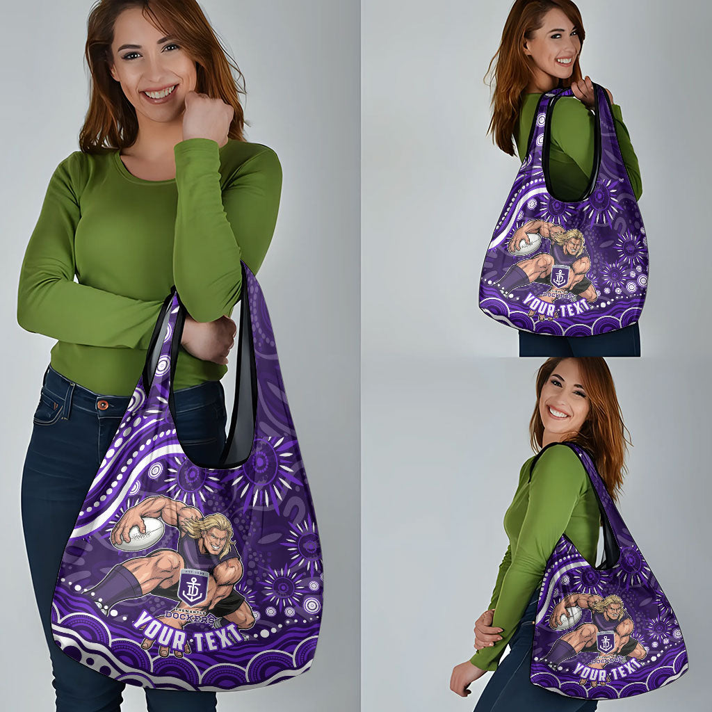 Personalized Fremantle Dockers Rugby Grocery Bag Aboriginal Dot Art - Dreamtime Football Mascot