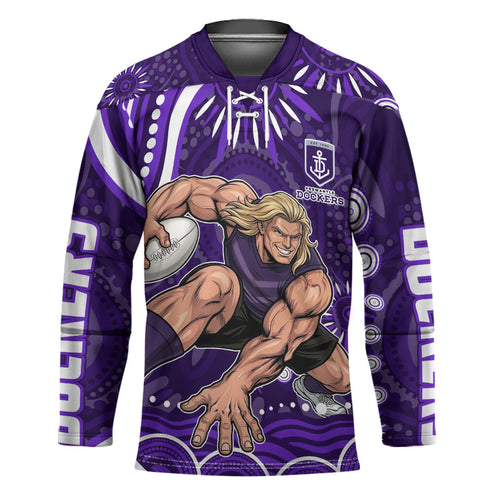 Personalized Fremantle Dockers Rugby Hockey Jersey Aboriginal Dot Art - Dreamtime Football Mascot