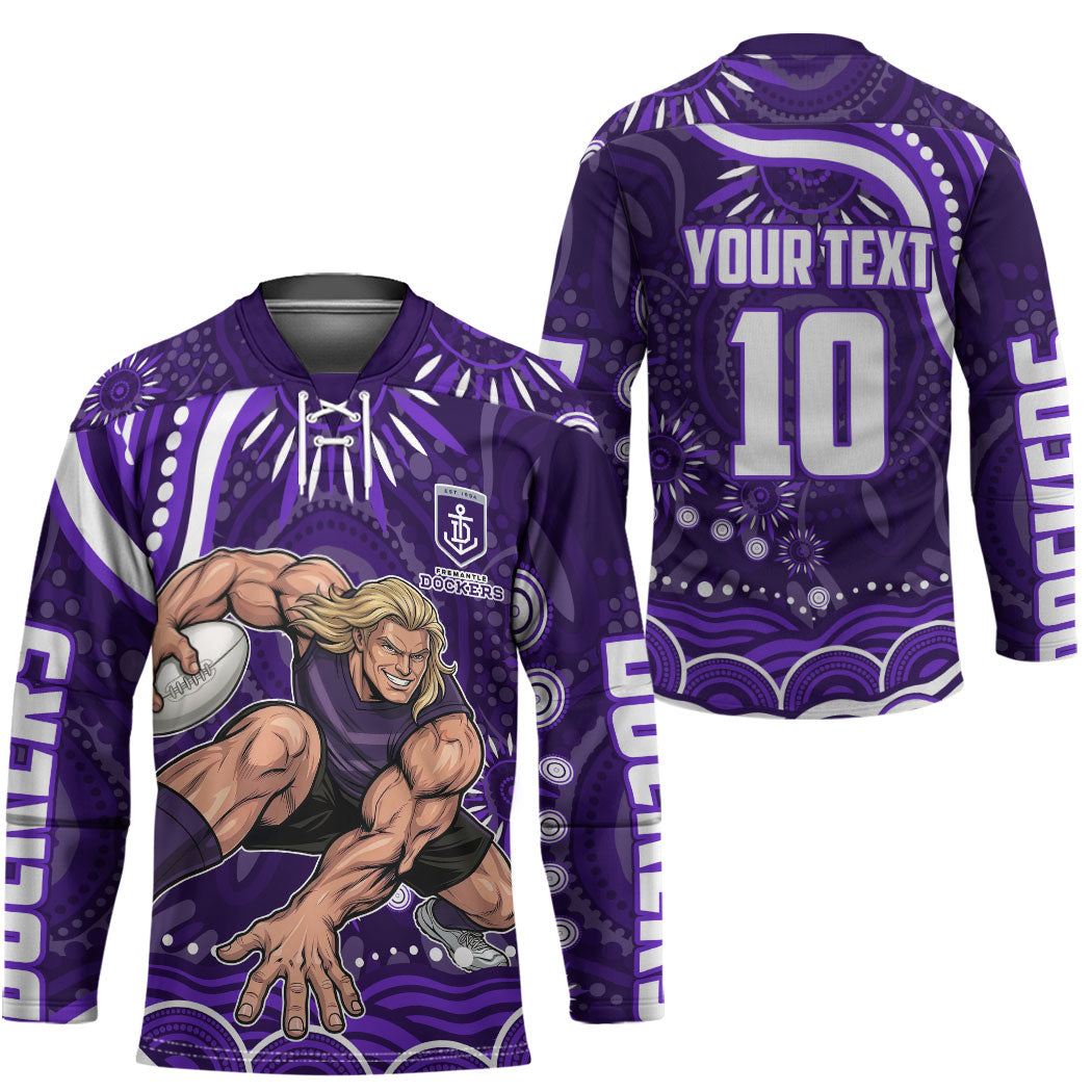 Personalized Fremantle Dockers Rugby Hockey Jersey Aboriginal Dot Art - Dreamtime Football Mascot