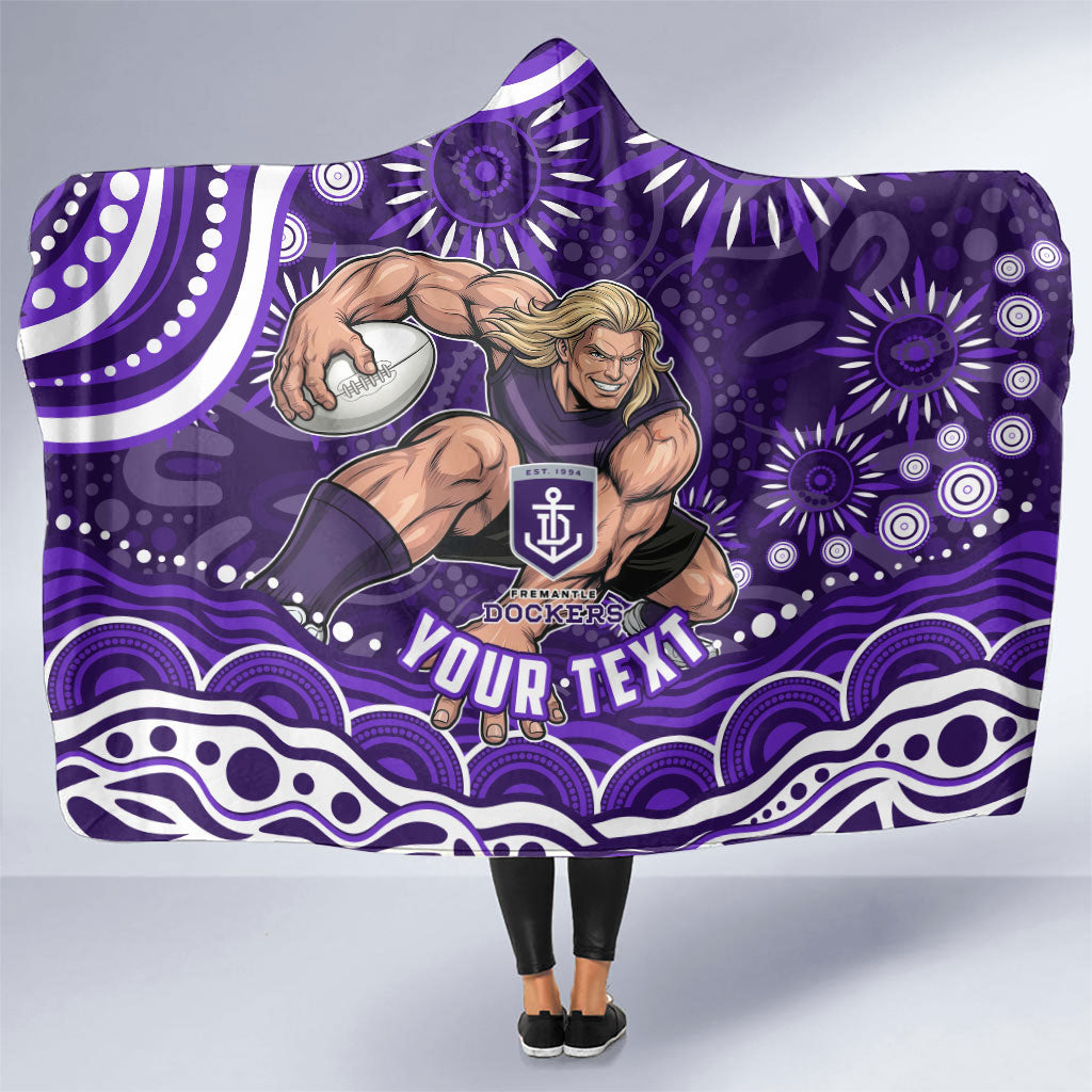 Personalized Fremantle Dockers Rugby Hooded Blanket Aboriginal Dot Art - Dreamtime Football Mascot