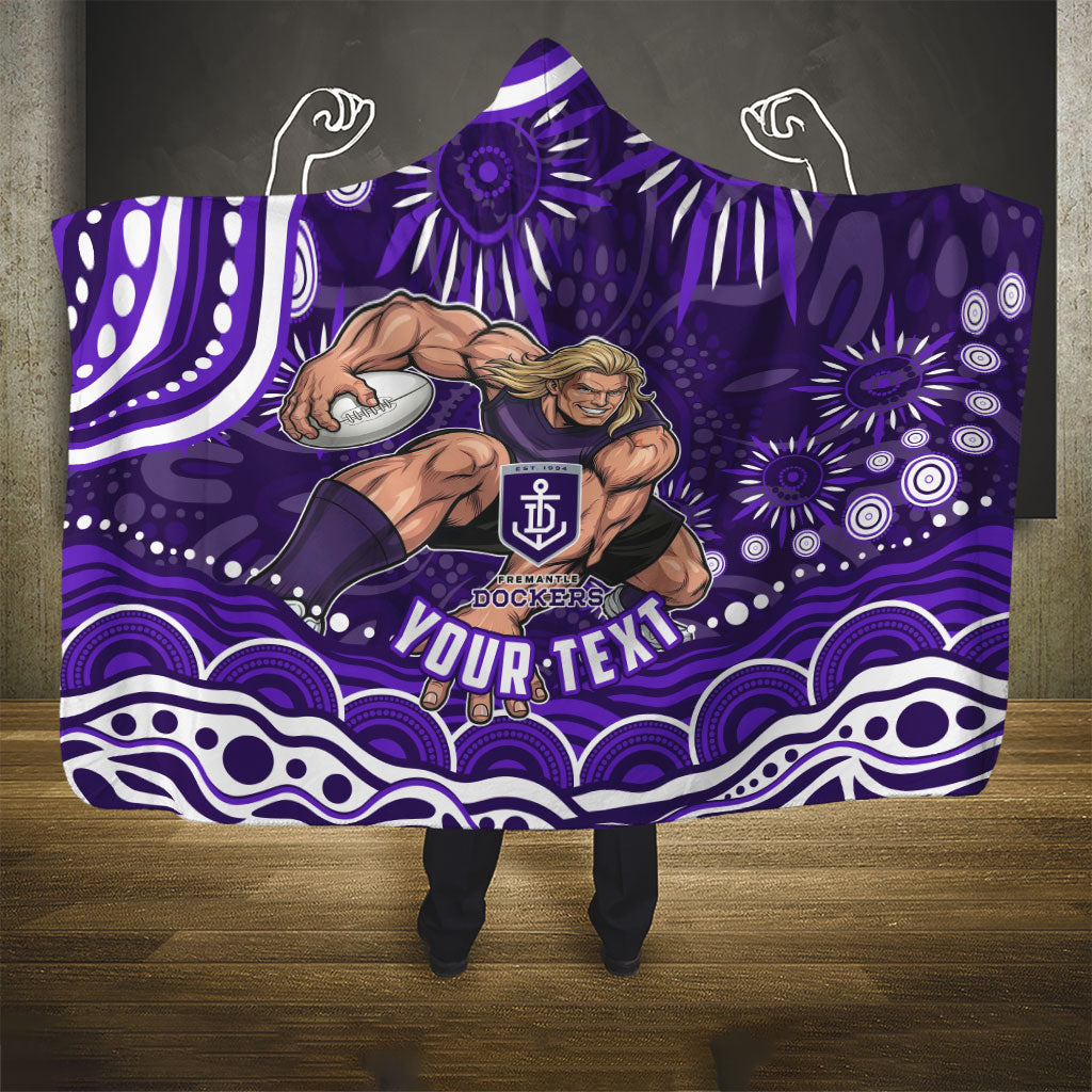 Personalized Fremantle Dockers Rugby Hooded Blanket Aboriginal Dot Art - Dreamtime Football Mascot