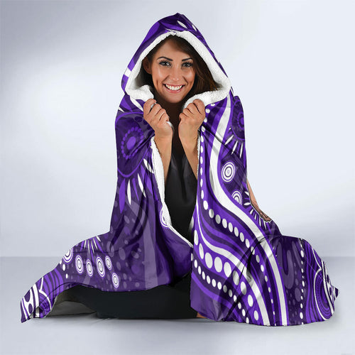 Personalized Fremantle Dockers Rugby Hooded Blanket Aboriginal Dot Art - Dreamtime Football Mascot