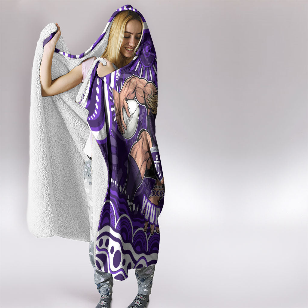 Personalized Fremantle Dockers Rugby Hooded Blanket Aboriginal Dot Art - Dreamtime Football Mascot