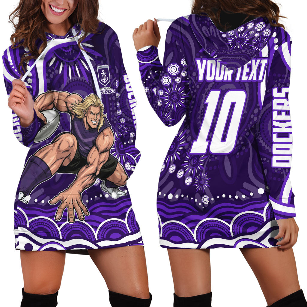 Personalized Fremantle Dockers Rugby Hoodie Dress Aboriginal Dot Art - Dreamtime Football Mascot