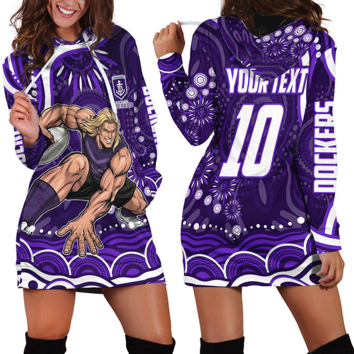Personalized Fremantle Dockers Rugby Hoodie Dress Aboriginal Dot Art - Dreamtime Football Mascot