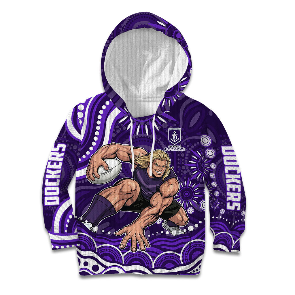 Personalized Fremantle Dockers Rugby Kid Hoodie Aboriginal Dot Art - Dreamtime Football Mascot