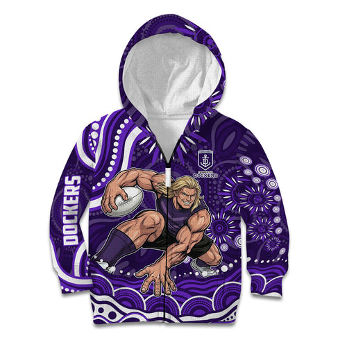 Personalized Fremantle Dockers Rugby Kid Hoodie Aboriginal Dot Art - Dreamtime Football Mascot