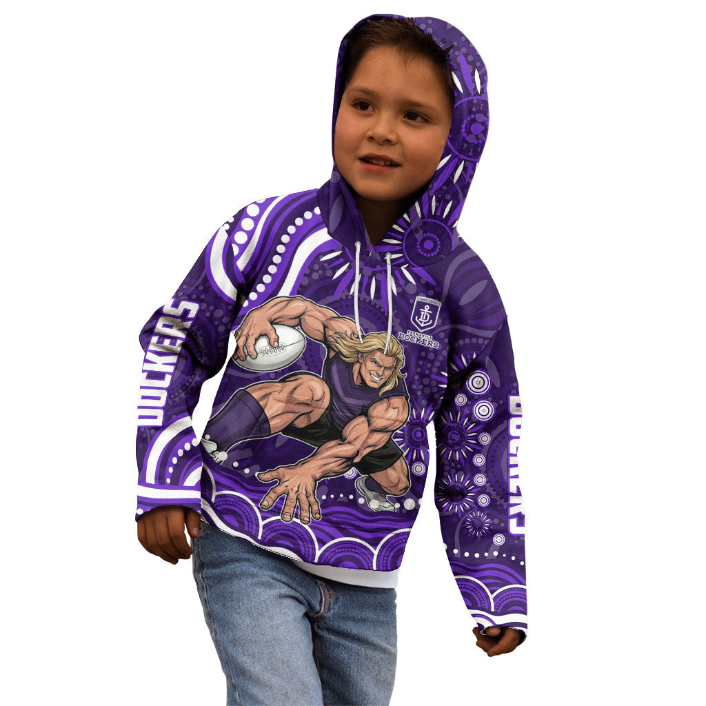 Personalized Fremantle Dockers Rugby Kid Hoodie Aboriginal Dot Art - Dreamtime Football Mascot