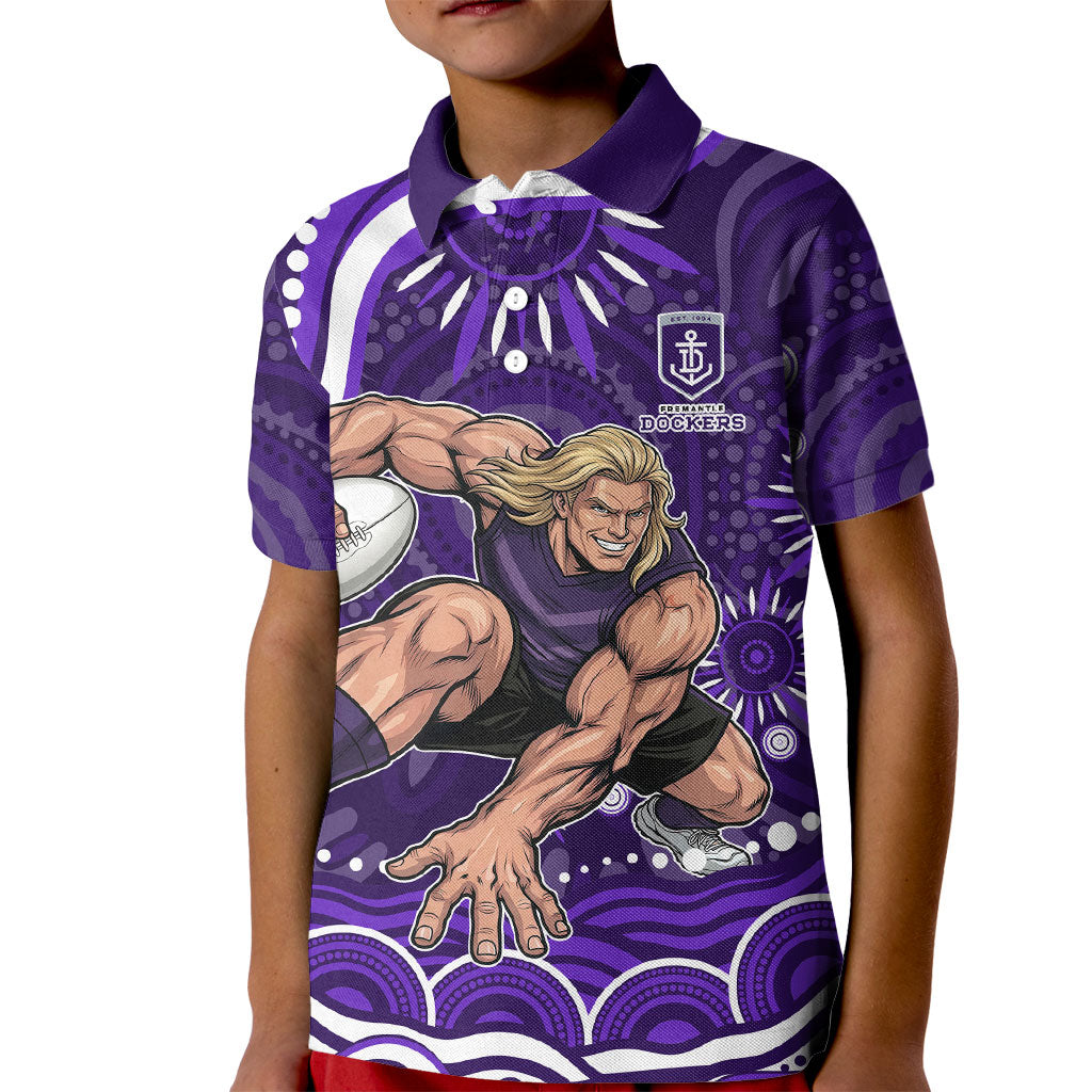 Personalized Fremantle Dockers Rugby Kid Polo Shirt Aboriginal Dot Art - Dreamtime Football Mascot