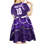 Personalized Fremantle Dockers Rugby Kid Short Sleeve Dress Aboriginal Dot Art - Dreamtime Football Mascot