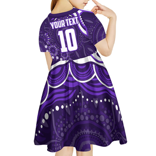 Personalized Fremantle Dockers Rugby Kid Short Sleeve Dress Aboriginal Dot Art - Dreamtime Football Mascot