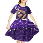 Personalized Fremantle Dockers Rugby Kid Short Sleeve Dress Aboriginal Dot Art - Dreamtime Football Mascot
