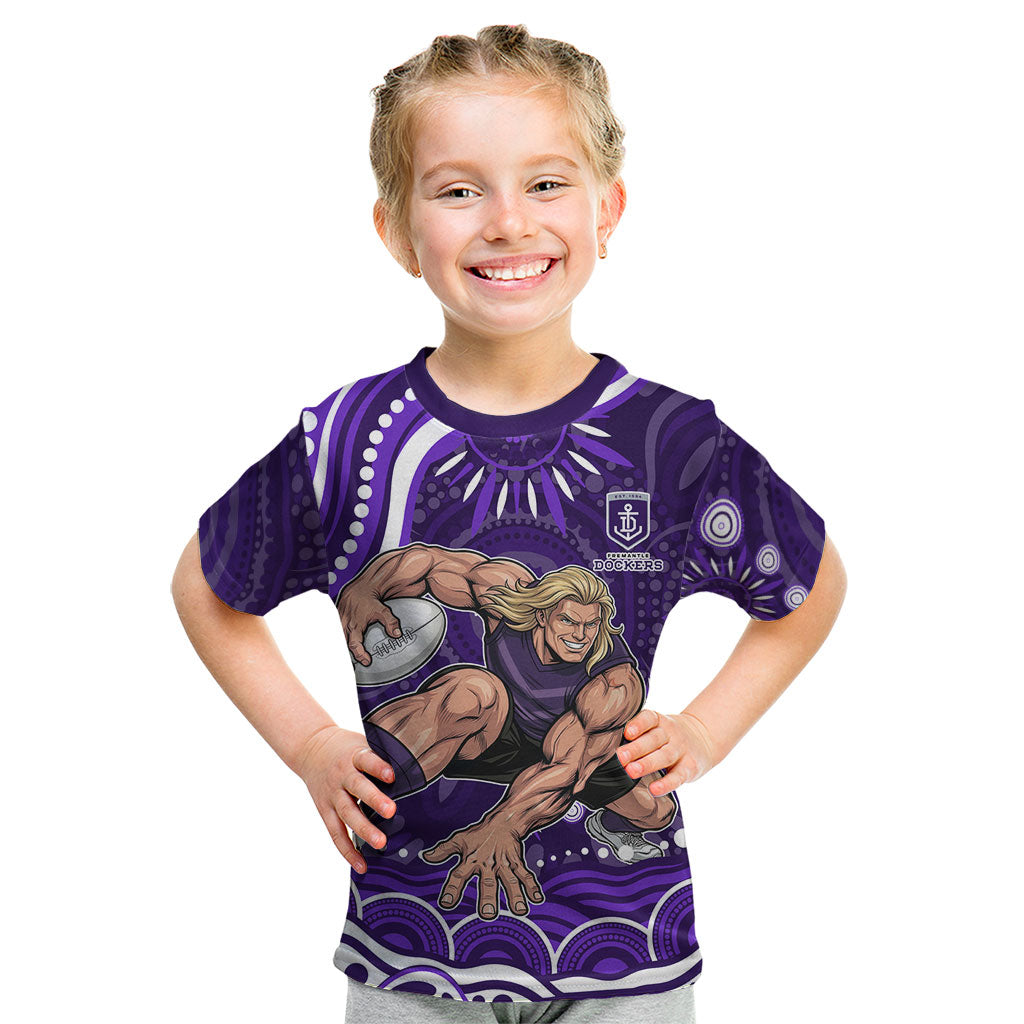 Personalized Fremantle Dockers Rugby Kid T Shirt Aboriginal Dot Art - Dreamtime Football Mascot