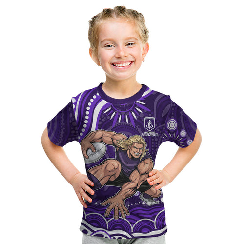Personalized Fremantle Dockers Rugby Kid T Shirt Aboriginal Dot Art - Dreamtime Football Mascot