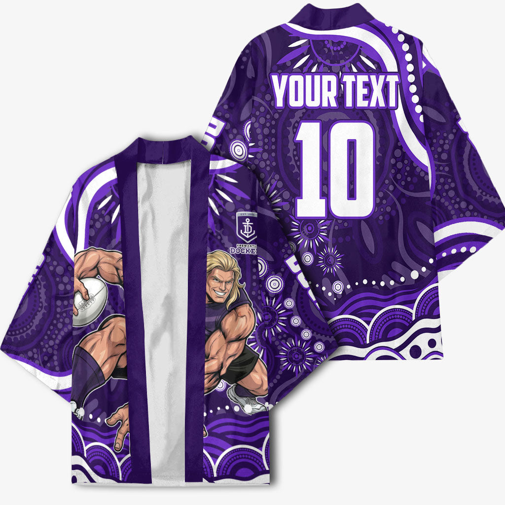 Personalized Fremantle Dockers Rugby Kimono Aboriginal Dot Art - Dreamtime Football Mascot