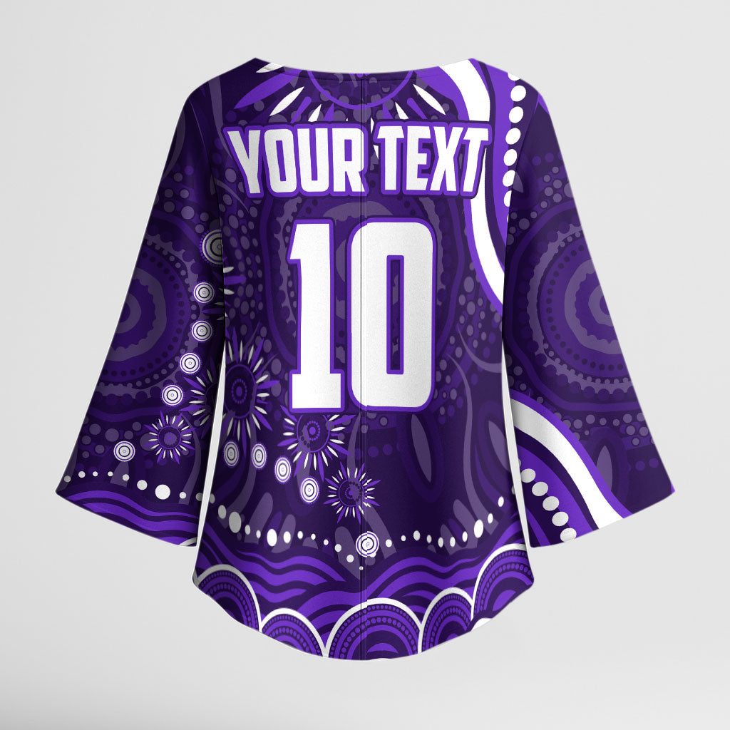 Personalized Fremantle Dockers Rugby Kimono Sleeve Blouse Aboriginal Dot Art - Dreamtime Football Mascot