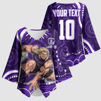 Personalized Fremantle Dockers Rugby Kimono Sleeve Blouse Aboriginal Dot Art - Dreamtime Football Mascot