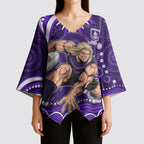 Personalized Fremantle Dockers Rugby Kimono Sleeve Blouse Aboriginal Dot Art - Dreamtime Football Mascot