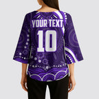 Personalized Fremantle Dockers Rugby Kimono Sleeve Blouse Aboriginal Dot Art - Dreamtime Football Mascot