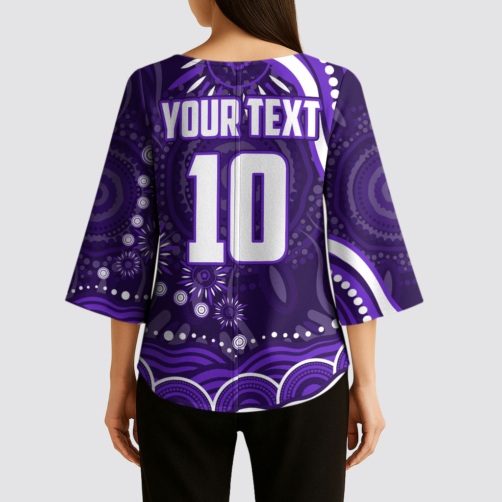 Personalized Fremantle Dockers Rugby Kimono Sleeve Blouse Aboriginal Dot Art - Dreamtime Football Mascot