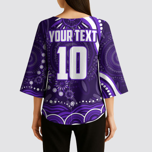Personalized Fremantle Dockers Rugby Kimono Sleeve Blouse Aboriginal Dot Art - Dreamtime Football Mascot