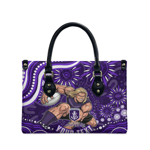 Personalized Fremantle Dockers Rugby Leather Bag Aboriginal Dot Art - Dreamtime Football Mascot