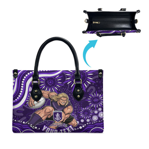 Personalized Fremantle Dockers Rugby Leather Bag Aboriginal Dot Art - Dreamtime Football Mascot