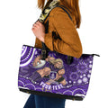 Personalized Fremantle Dockers Rugby Leather Tote Bag Aboriginal Dot Art - Dreamtime Football Mascot
