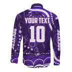 Personalized Fremantle Dockers Rugby Long Sleeve Button Shirt Aboriginal Dot Art - Dreamtime Football Mascot