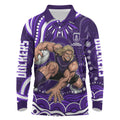 Personalized Fremantle Dockers Rugby Long Sleeve Polo Shirt Aboriginal Dot Art - Dreamtime Football Mascot