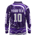 Personalized Fremantle Dockers Rugby Long Sleeve Polo Shirt Aboriginal Dot Art - Dreamtime Football Mascot
