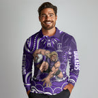 Personalized Fremantle Dockers Rugby Long Sleeve Polo Shirt Aboriginal Dot Art - Dreamtime Football Mascot