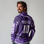 Personalized Fremantle Dockers Rugby Long Sleeve Polo Shirt Aboriginal Dot Art - Dreamtime Football Mascot