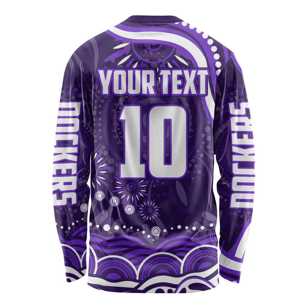 Personalized Fremantle Dockers Rugby Long Sleeve Shirt Aboriginal Dot Art - Dreamtime Football Mascot