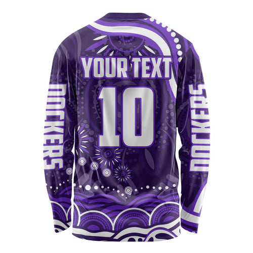Personalized Fremantle Dockers Rugby Long Sleeve Shirt Aboriginal Dot Art - Dreamtime Football Mascot