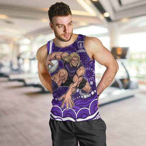 Personalized Fremantle Dockers Rugby Men Tank Top Aboriginal Dot Art - Dreamtime Football Mascot