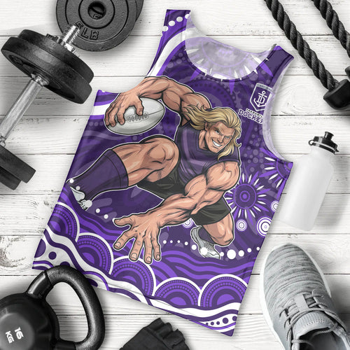 Personalized Fremantle Dockers Rugby Men Tank Top Aboriginal Dot Art - Dreamtime Football Mascot