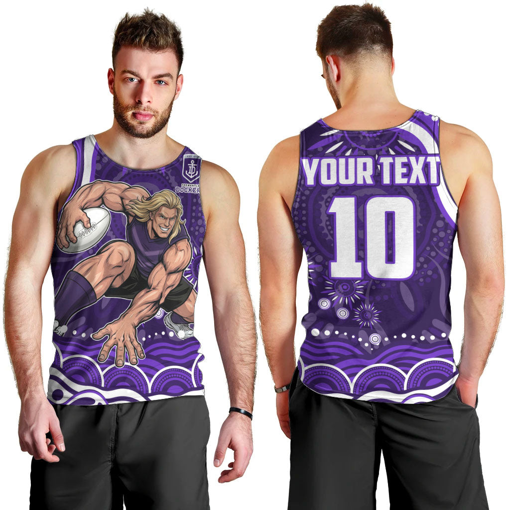 Personalized Fremantle Dockers Rugby Men Tank Top Aboriginal Dot Art - Dreamtime Football Mascot