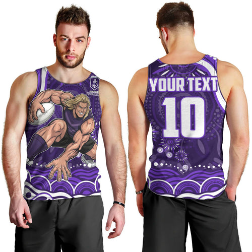 Personalized Fremantle Dockers Rugby Men Tank Top Aboriginal Dot Art - Dreamtime Football Mascot