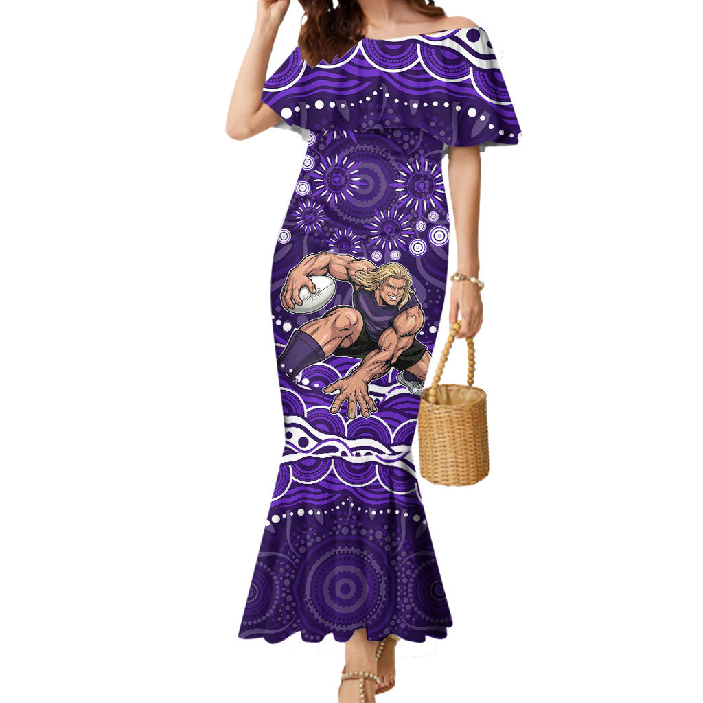 Personalized Fremantle Dockers Rugby Mermaid Dress Aboriginal Dot Art - Dreamtime Football Mascot