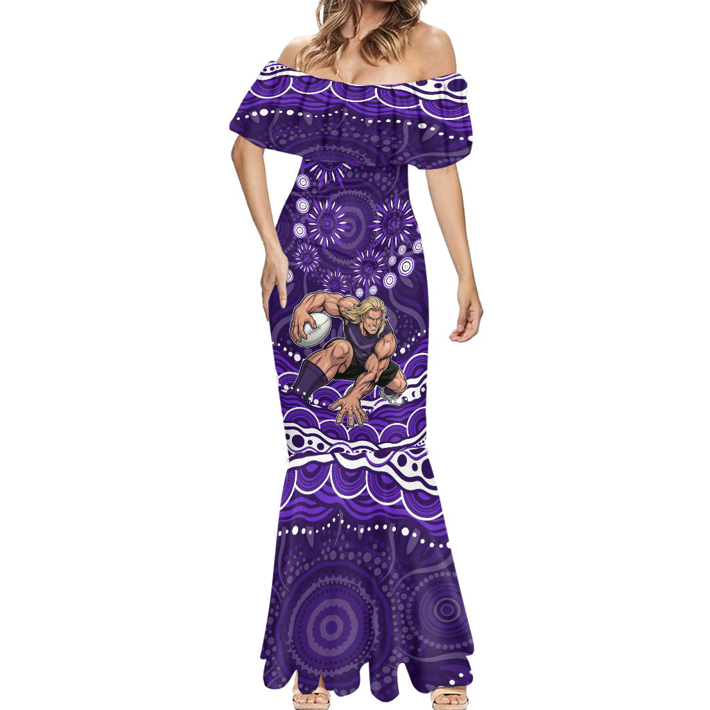 Personalized Fremantle Dockers Rugby Mermaid Dress Aboriginal Dot Art - Dreamtime Football Mascot