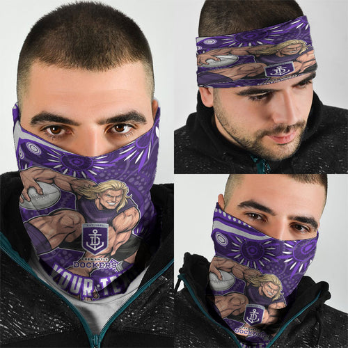 Personalized Fremantle Dockers Rugby Neck Gaiter Aboriginal Dot Art - Dreamtime Football Mascot