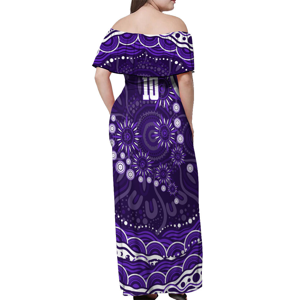 Personalized Fremantle Dockers Rugby Off Shoulder Maxi Dress Aboriginal Dot Art - Dreamtime Football Mascot