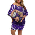 Personalized Fremantle Dockers Rugby Off Shoulder Short Dress Aboriginal Dot Art - Dreamtime Football Mascot