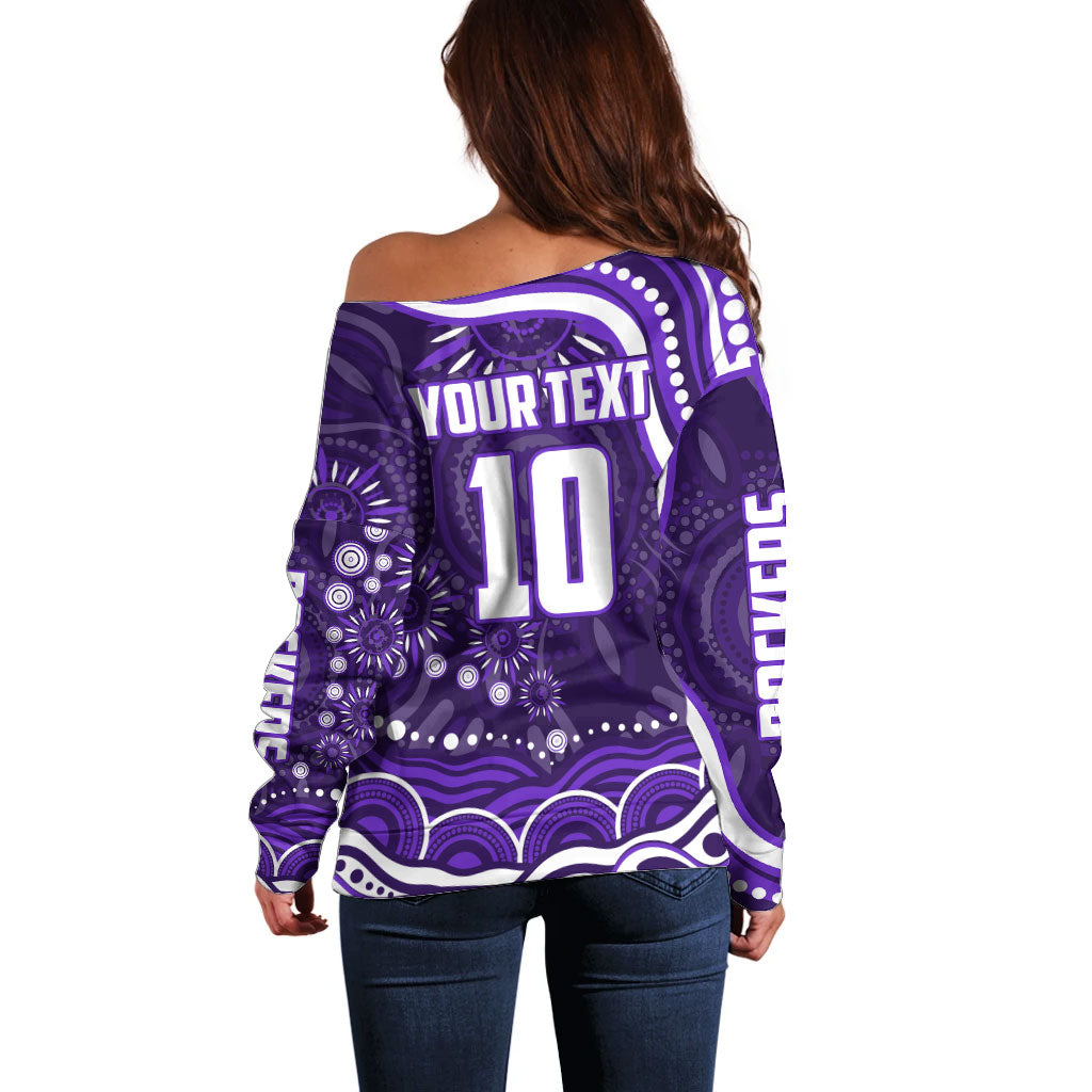 Personalized Fremantle Dockers Rugby Off Shoulder Sweater Aboriginal Dot Art - Dreamtime Football Mascot
