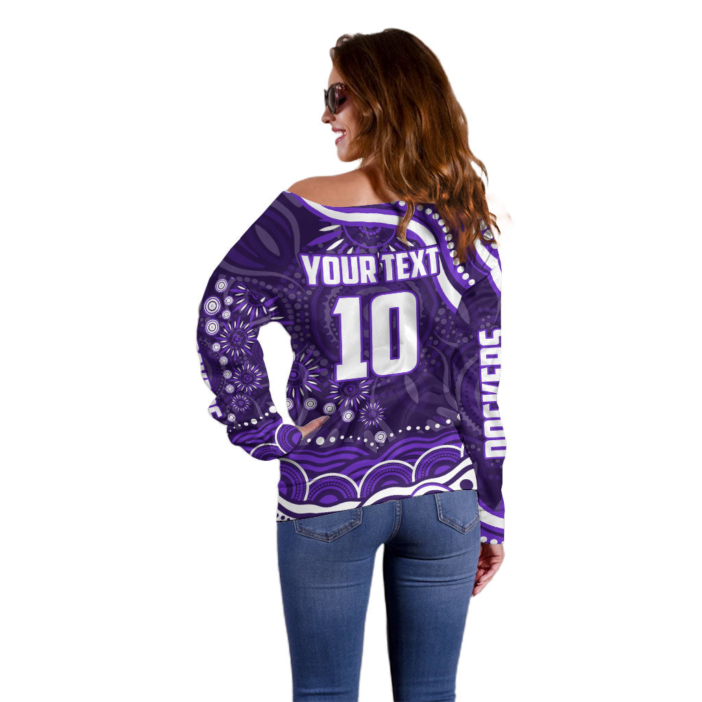 Personalized Fremantle Dockers Rugby Off Shoulder Sweater Aboriginal Dot Art - Dreamtime Football Mascot