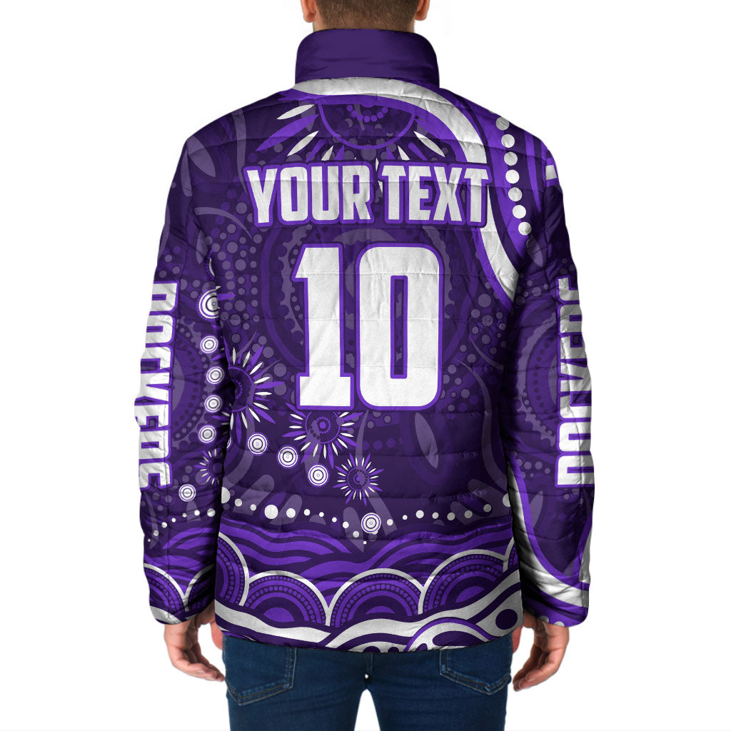 Personalized Fremantle Dockers Rugby Padded Jacket Aboriginal Dot Art - Dreamtime Football Mascot